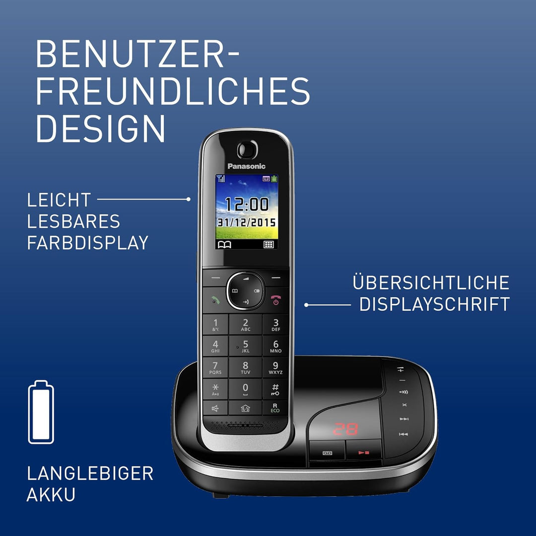 Panasonic KX-TGJ320GB Schnurlostelefon mit Anrufbeantworter, Freisprecheinrichtung, Farb-LCD, DECT-S