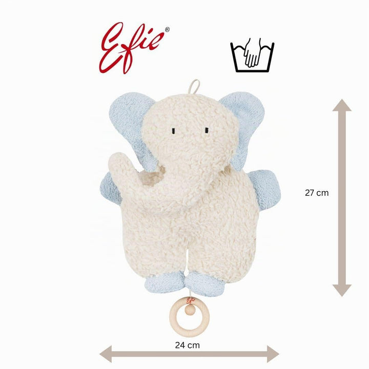 Efie Bio - Spieluhr Elefant hellblau - kontrolliert biologischer Anbau (organic) - Made in Germany -