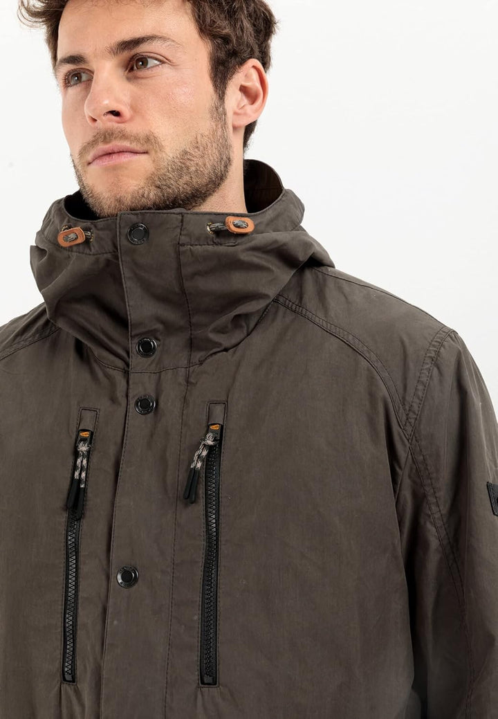 camel active Herren Multi-Pocket Jacke mit Kapuze 48 Oliv Braun, 48 Oliv Braun