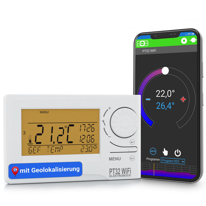 Elektrobock Raumthermostat mit WiFi Modul, weiss, normal, PT32 WiFi