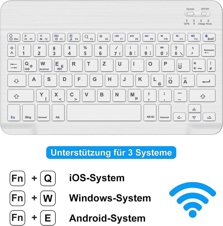 Deutsche Bluetooth QWERTZ Tastatur für iPad 10/10.2, Air 11/13, Samsung Galaxy Tab, Xiaomi Pad, Leno