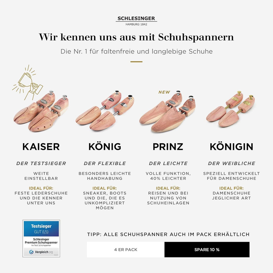 Schlesinger - TESTSIEGER - Premium Herren Schuhspanner aus edlem Zedernholz für eine optimale Schuhp
