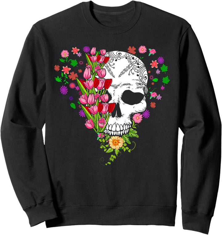 Muertos Day Skelett Floral Horror Gruselig Oktober Halloween Sweatshirt