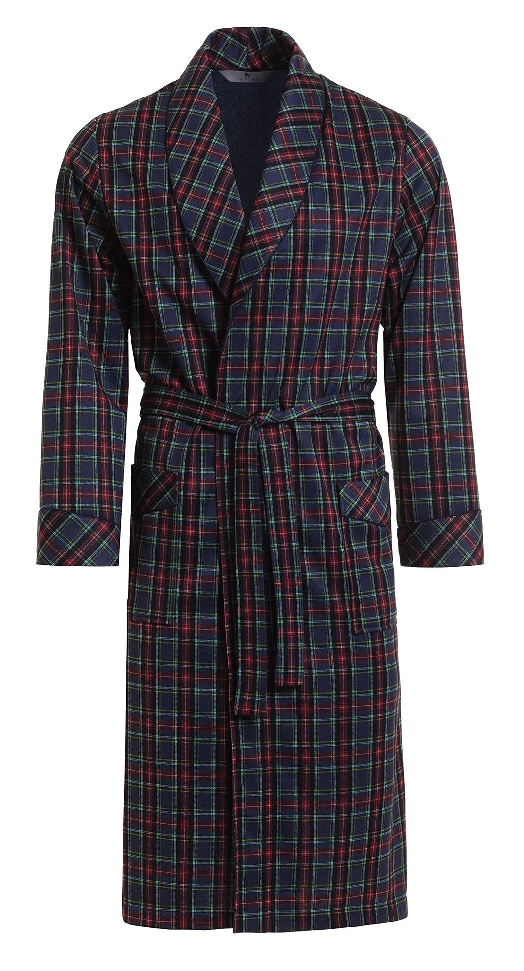 Herren Morgenmantel - Revise Brais RE-502 - Dünn und leicht 3XL Blau – Rot Kariert, 3XL Blau – Rot K