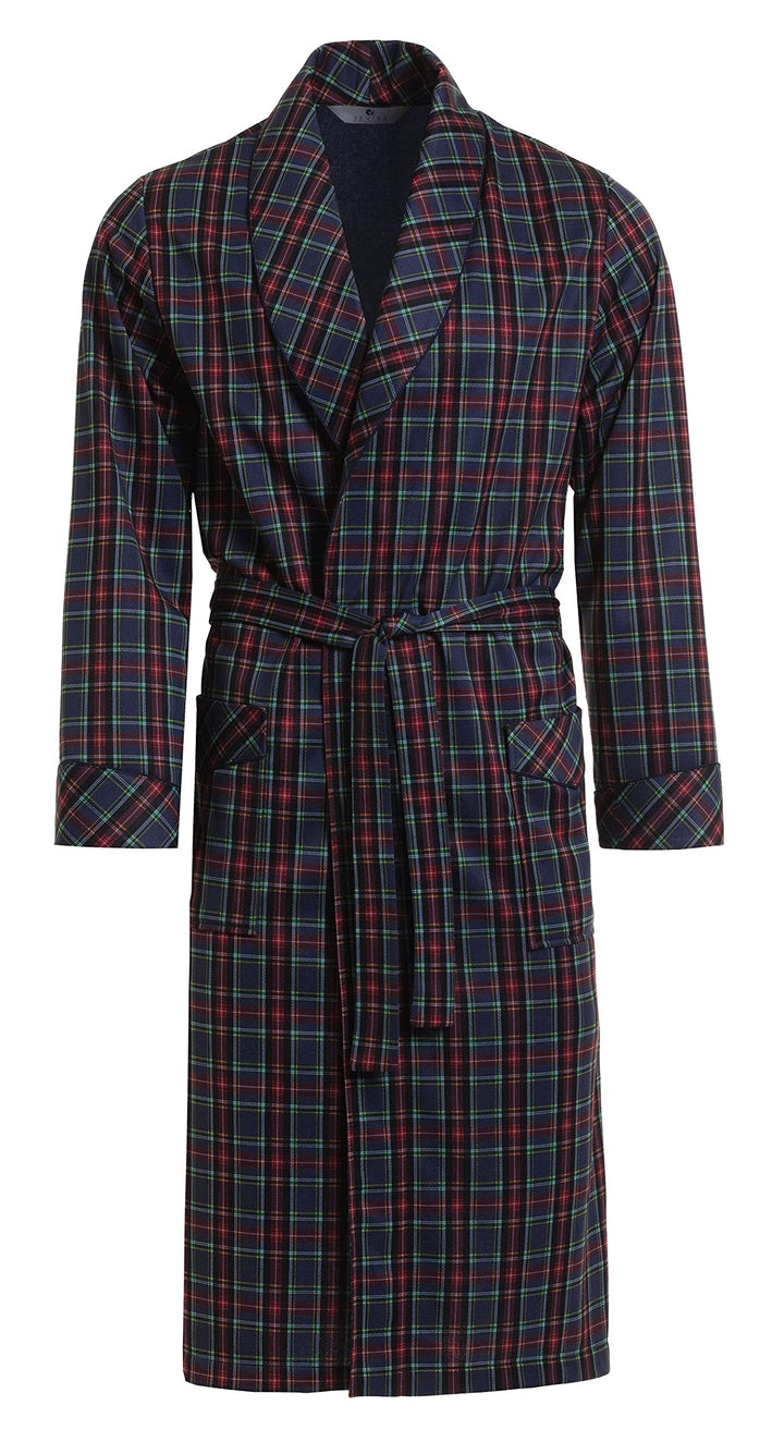 Herren Morgenmantel - Revise Brais RE-502 - Dünn und leicht 3XL Blau – Rot Kariert, 3XL Blau – Rot K
