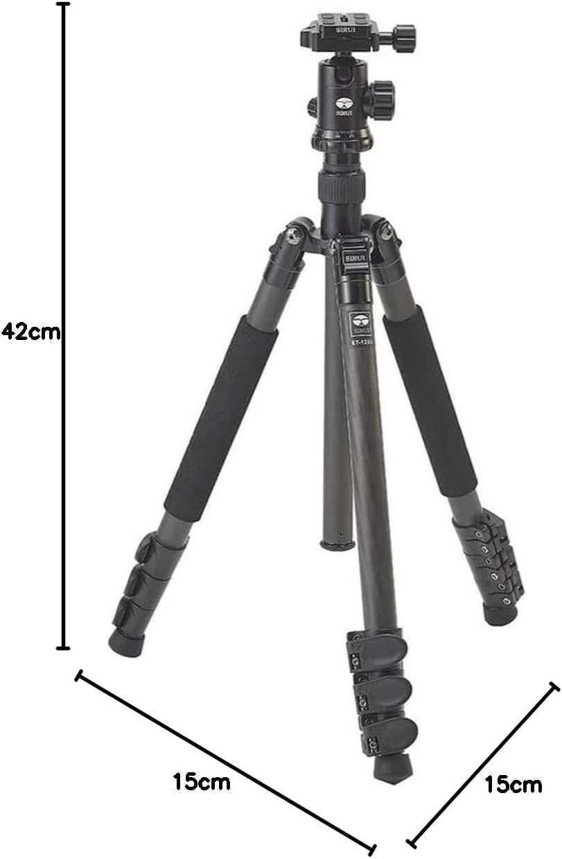 Sirui ET-1204/E-10 Easy Traveler Dreibeinstativ mit E-10 Kopf (Carbon, Höhe: 139 cm, Gewicht: 1,04kg