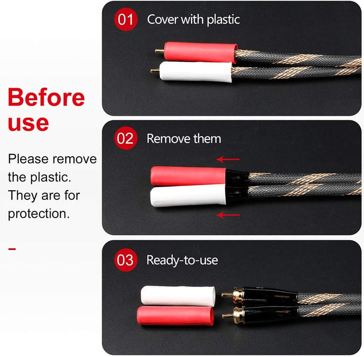 SKW Audiophiles Cinch Audio Kabel, 2 x Cinch zu 2 x Cinch Kabel mit OD 6mm Audiophile Cinch-Kabel (1
