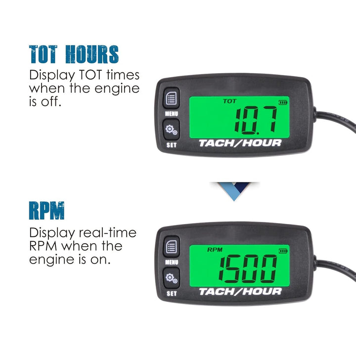 2 Stück Runleader Digital Wartung Tach/Stundenzähler, Batterieersatz für kleinen Gasmotor, verwendet