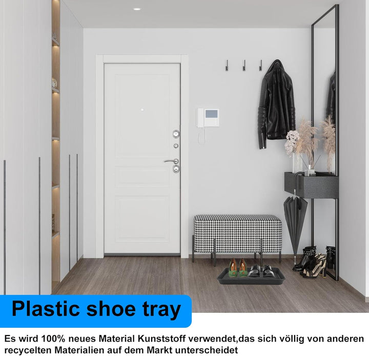 HOMURY Schwarz Schuhabtropfschale 2er Set: Schuh Abtropfschalen, Schuhwannen aus Kunststoff, Schuhab