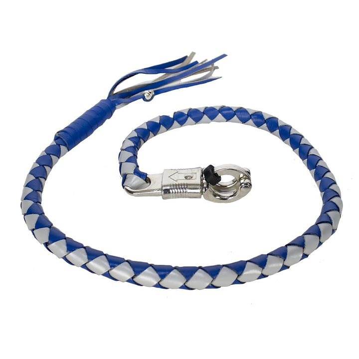 Dream Apparel Motorrad-Peitsche für Lenker, 106,7 cm, mit Fransen, Blau und Silber, Blau und Silber