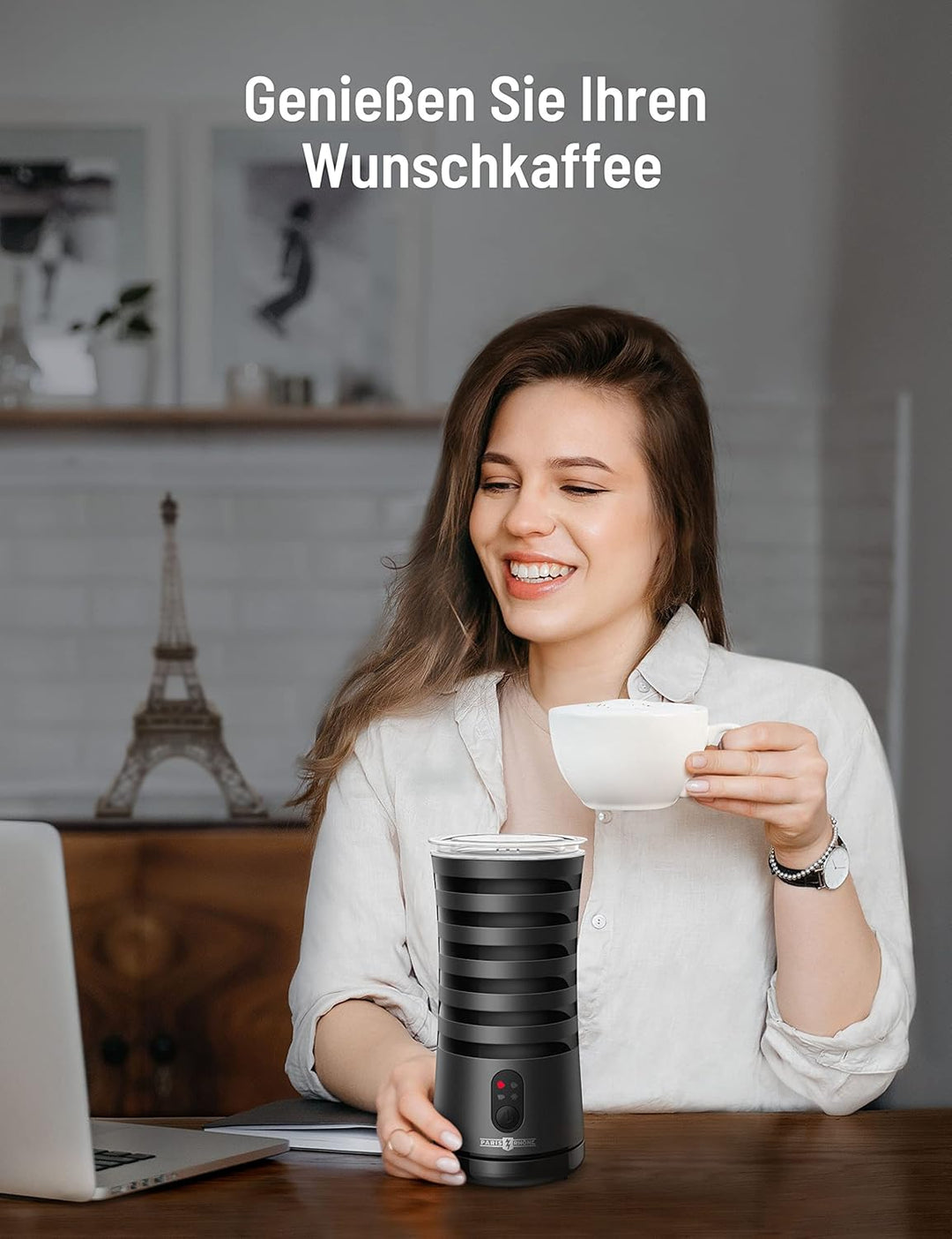 Paris Rhône Milchaufschäumer Elektrisch 4-in-1 Milchschäumer für Heisser und Kalter Milchschaum, War