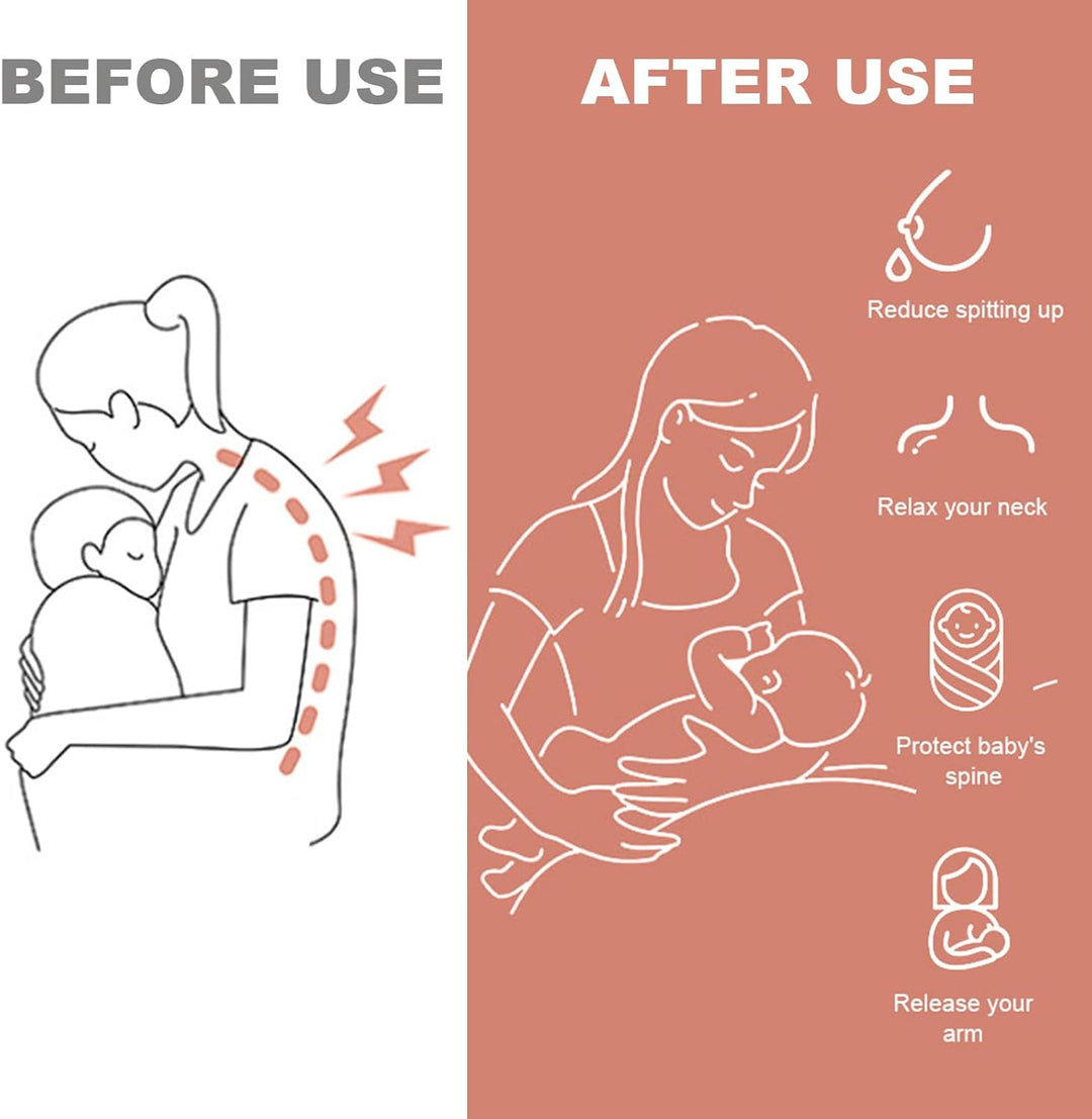 Stillkissen mit Stillbezug aus Baumwolle, Ergonomisches Stillkissen Klein, Maschinenwaschbares Babyf