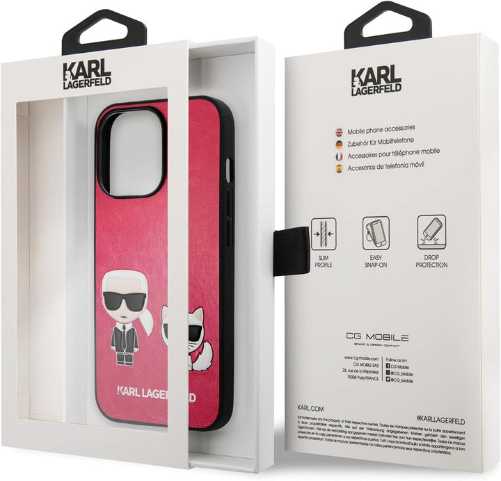 KARL LAGERFELD KLHCP13LPCUSKCP Hülle für iPhone 13 Pro / 13 6,1" Fuchsie Ikonik Karl &amp; Choupette