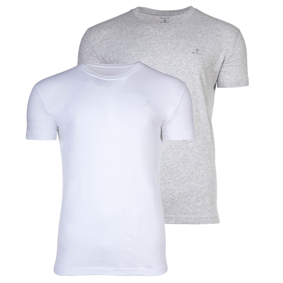 GANT Herren T-Shirt MIT Rundhalsausschnitt 2ER Pack XXL Light Grey Mel/White, XXL Light Grey Mel/Whi