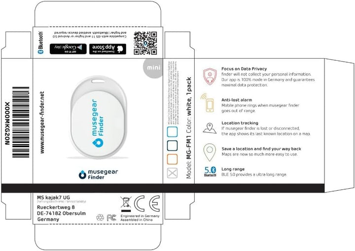 musegear Essentials: Schlüsselfinder mit Bluetooth App aus Deutschland I Special Bundle: Finder mini