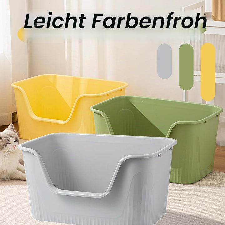 Vealind Offen Katzenklo XL, Katzentoilette Hoher Rand, 55x40x26cm Gross Katzenklo, katzentoiletten E
