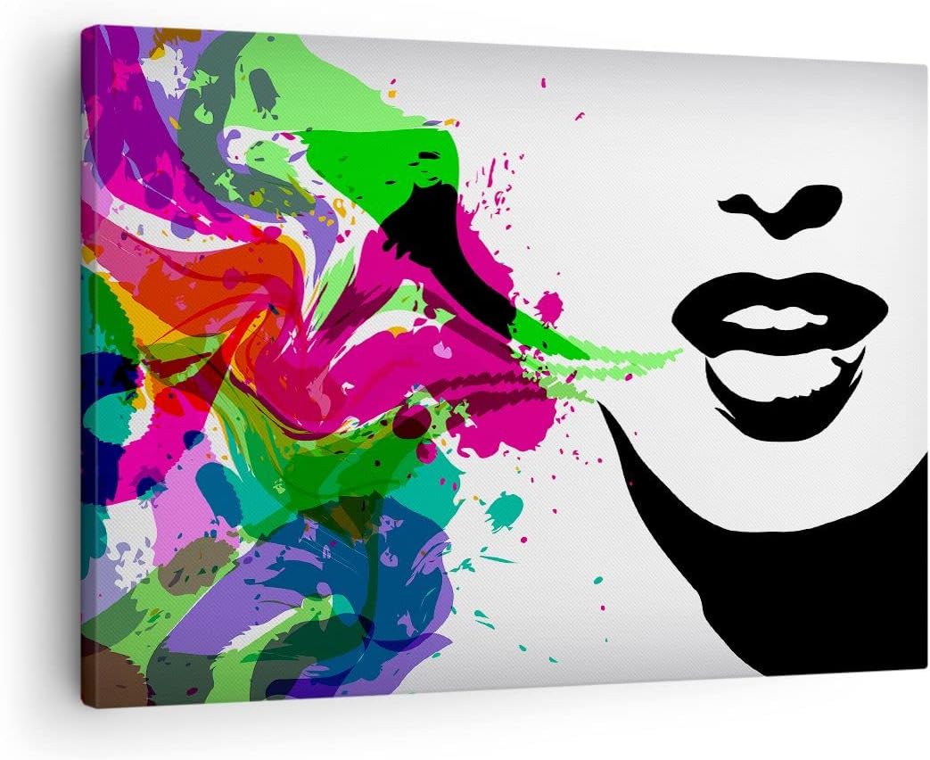Bilder auf Leinwand Frau Gesicht Lippen Make-up Leinwandbild 70x50cm Wandbilder Dekoration Wohnzimme