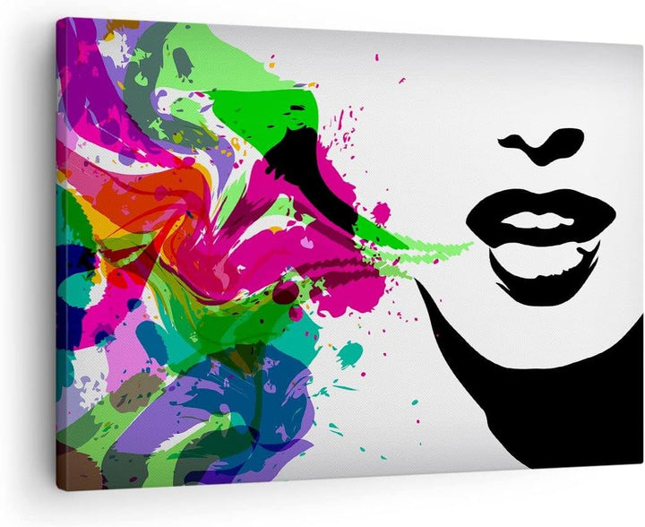 Bilder auf Leinwand Frau Gesicht Lippen Make-up Leinwandbild 70x50cm Wandbilder Dekoration Wohnzimme