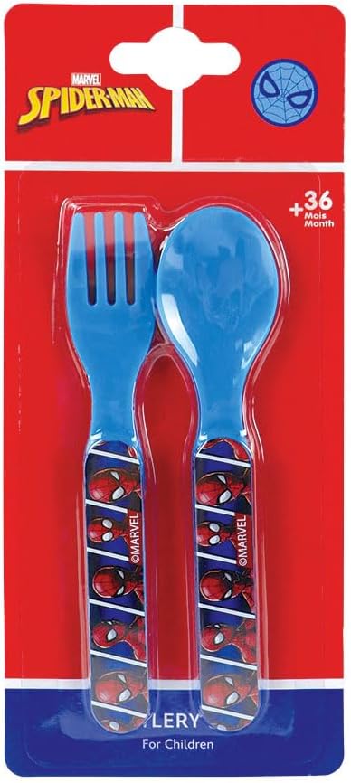 FUN HOUSE | Komplettes Set Lunchbox Spiderman für Kinder | 1 Glas + 2 Teller + Besteck + Trinkflasch