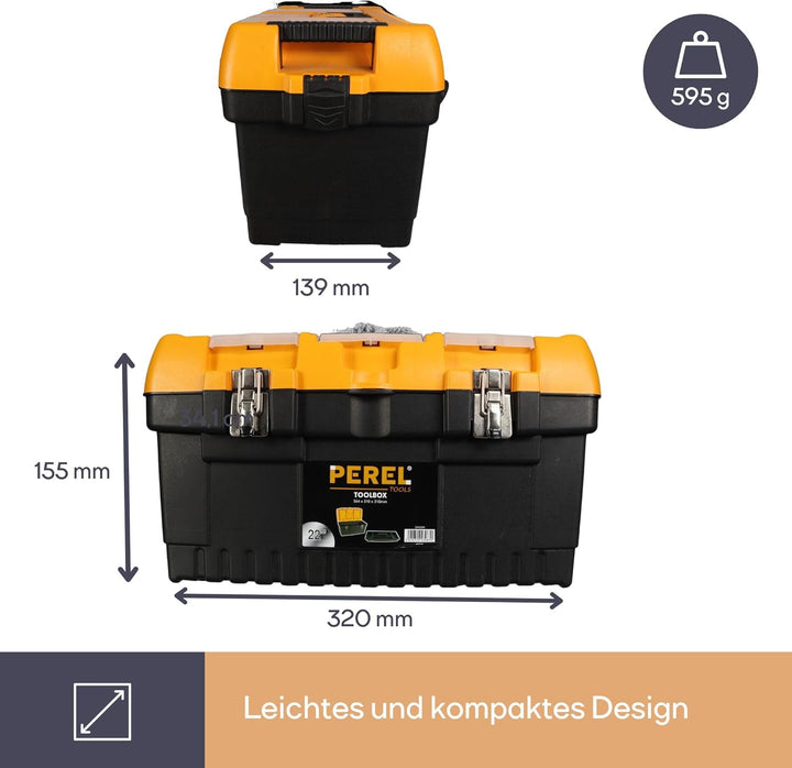 Perel Werkzeugkoffer Kunststoff leer, Werkzeugkasten leer, Werkzeugbox, Werkzeug Organizer Box, Tool