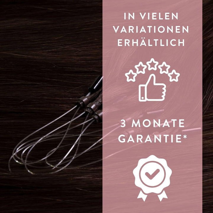 hair2heart Premium Microring Extensions Echthaar glatt - 25 Strähnen 1g 60cm 4/0 mittelbraun #2 Dunk
