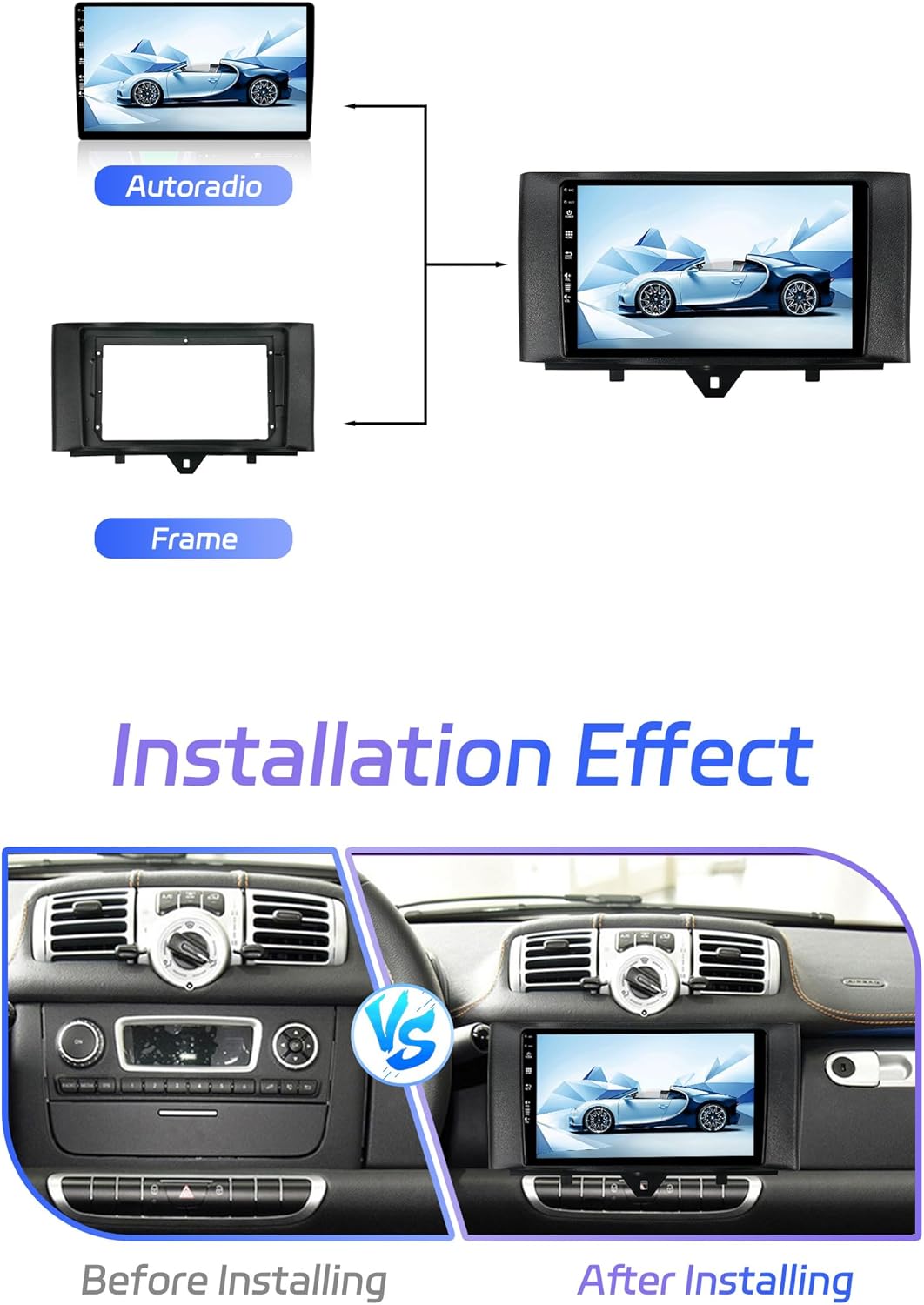 JOYX Android 13 IPS Autoradio Passt für Mercedes Benz Smart Fortwo (2011-2015) - 4G+64G - Eingebaut