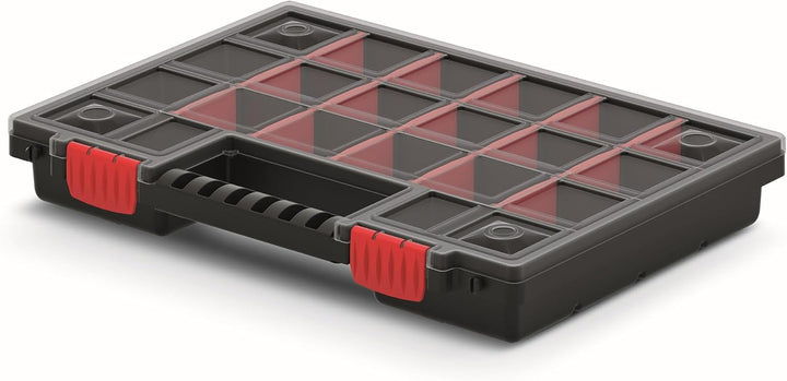 Mivos Doppelseitig Sortimentskasten 344 x 249 x 100 mm - 2 seitig Sortimentsbox für Zubehör und Klei