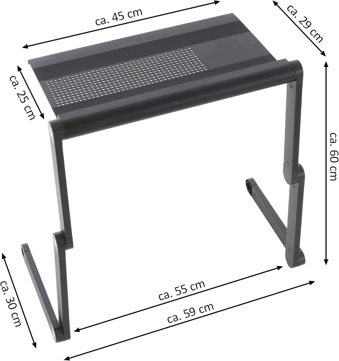 Laptoptisch Notebook-Ständer Tablet-Ablage Beistell-Tisch Aluminium-Legierung Platte 45x25cm Schwarz