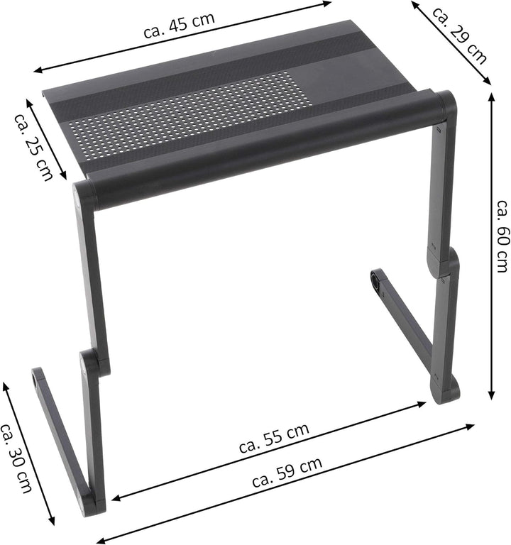 Laptoptisch Notebook-Ständer Tablet-Ablage Beistell-Tisch Aluminium-Legierung Platte 45x25cm Schwarz