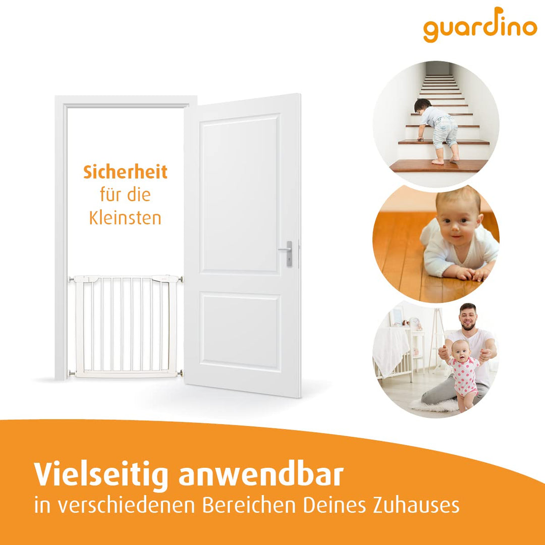 Guardino Türschutzgitter erweiterbar bis 109 cm - Treppenschutzgitter ohne Bohren, 75-81 cm, Weiss,