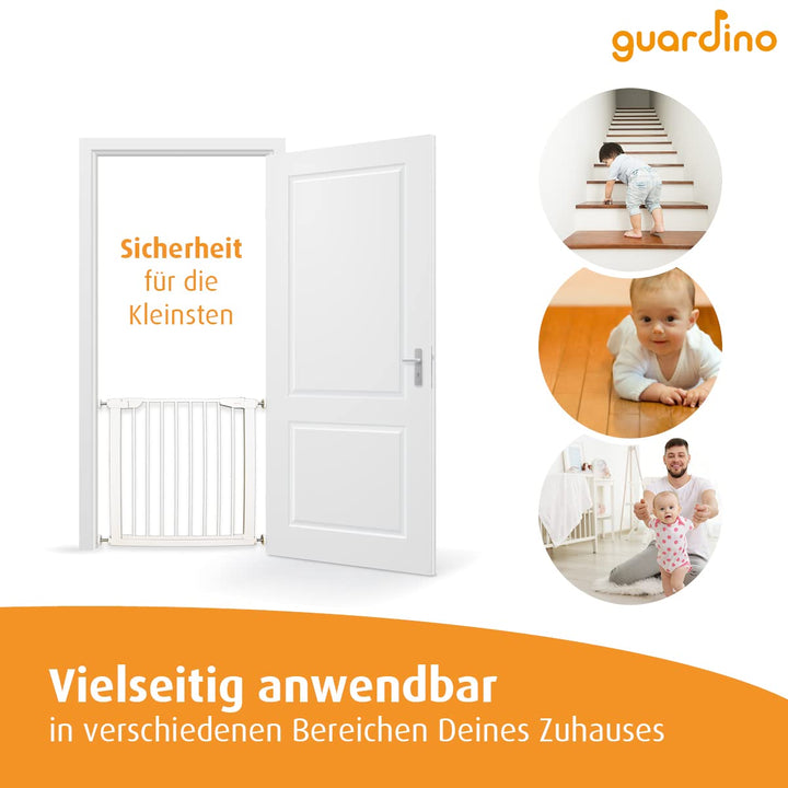 Guardino Türschutzgitter erweiterbar bis 109 cm - Treppenschutzgitter ohne Bohren, 75-81 cm, Weiss,