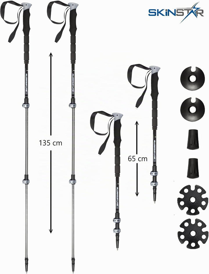 SKINSTAR T1 Tourenstock Trekkingstöcke Skistock Skitourenstock Skistöcke Wandern BLACK/GREY, BLACK/G