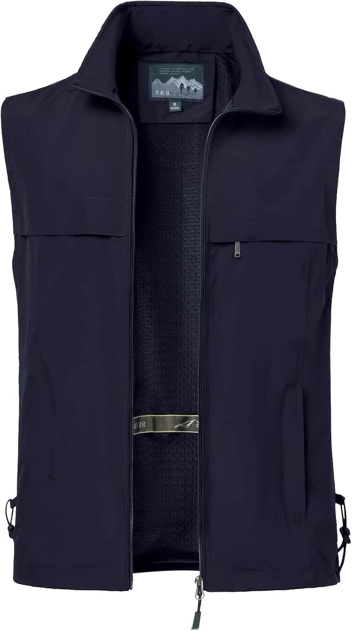 MeiLayM Herren Outdoor Angelweste Multi Pocket Weste Sommer Schnell Trocknende Weste Sport Reissvers