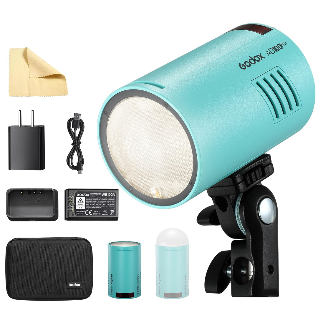 GODOX Blue AD100Pro it Strobe Light Photography,100Ws 2.4G Wireless HSS 1/8000s Outdoor Flash Light,