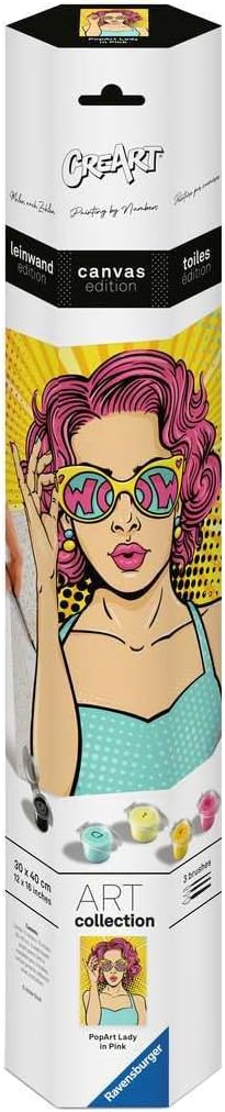 Ravensburger CreArt 25857 - Lady in Pink (Popart) - Malen nach Zahlen Erwachsene, DIY Malset mit Pin