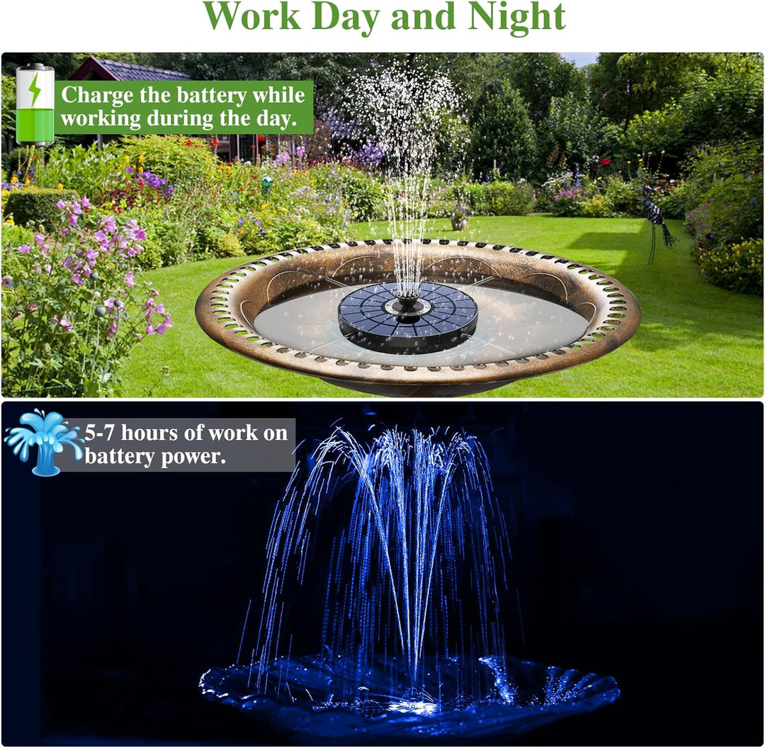 AISITIN LED Solar Springbrunnen 5,5W Buntes Solarbrunnen für aussen 2025 Upgrade,Solar Teichpumpe mi