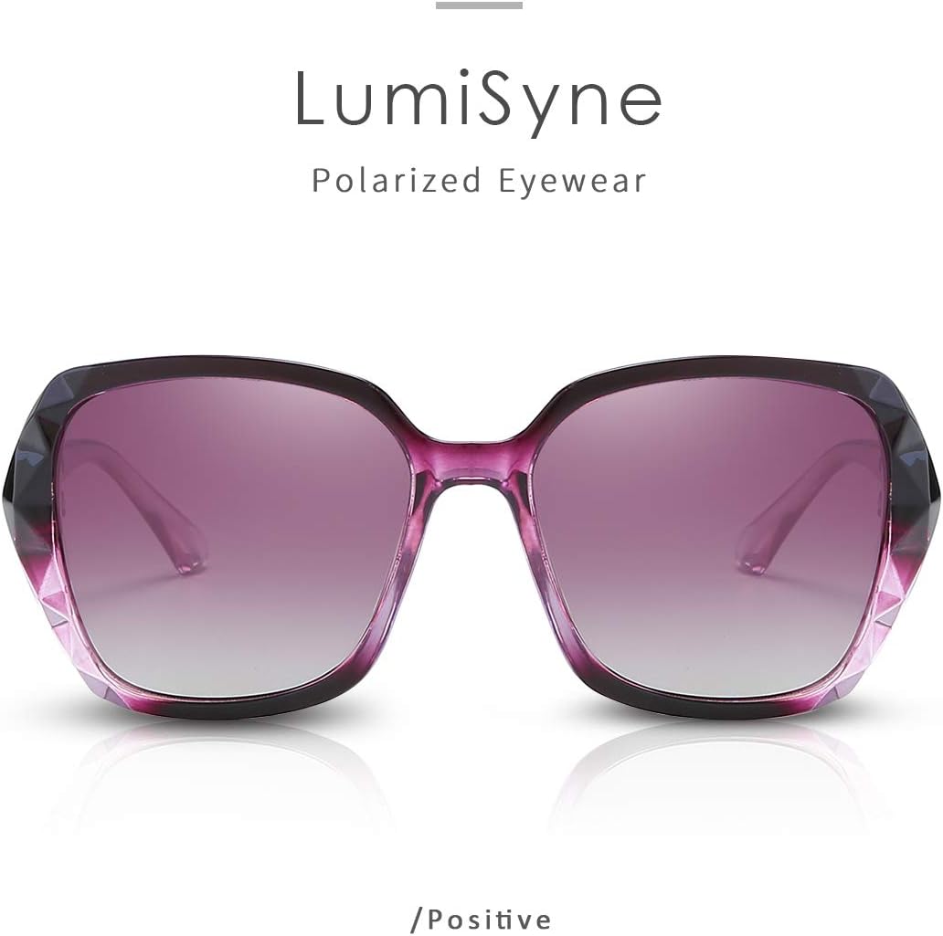 LumiSyne Sonnenbrille Damen Verspiegelt Verlaufsglas Polarisierte UV Schutz,Gross Polycarbonat Gläse