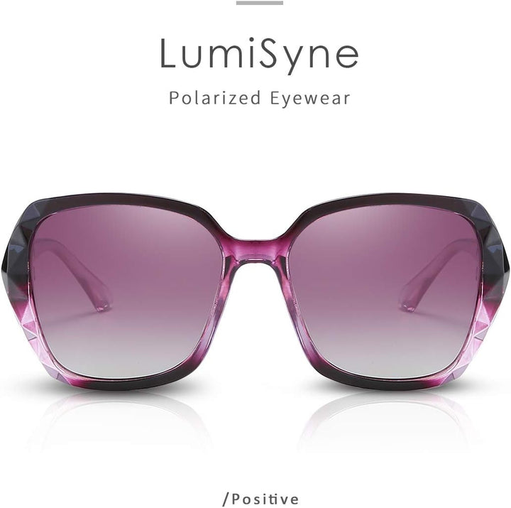 LumiSyne Sonnenbrille Damen Verspiegelt Verlaufsglas Polarisierte UV Schutz,Gross Polycarbonat Gläse