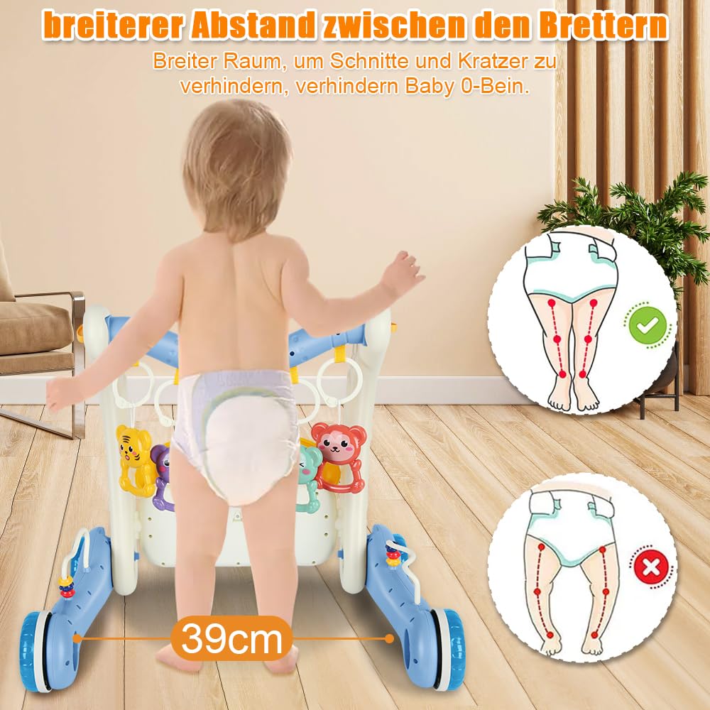 4 IN 1 Piano-Gym Spieldecke,Lauflernwagen,Krabbeldecke mit Musik und Lichtern,Spielmatte mit Spielbo