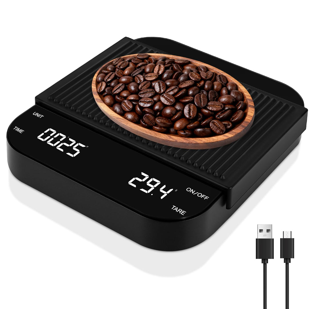 Espresso Waage Mit Timer, 3kg/0,1g Tragbare Digitale Feinwaage Kaffee, USB Wiederaufladbare Espresso