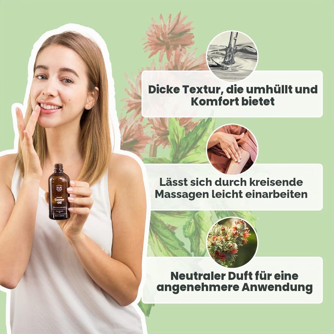 Bionoble Rizinusöl Bio 50ml &amp; Jojobaöl Bio 50ml - 100% Rein, Natürlich und Kaltgepresst - Gesicht, K