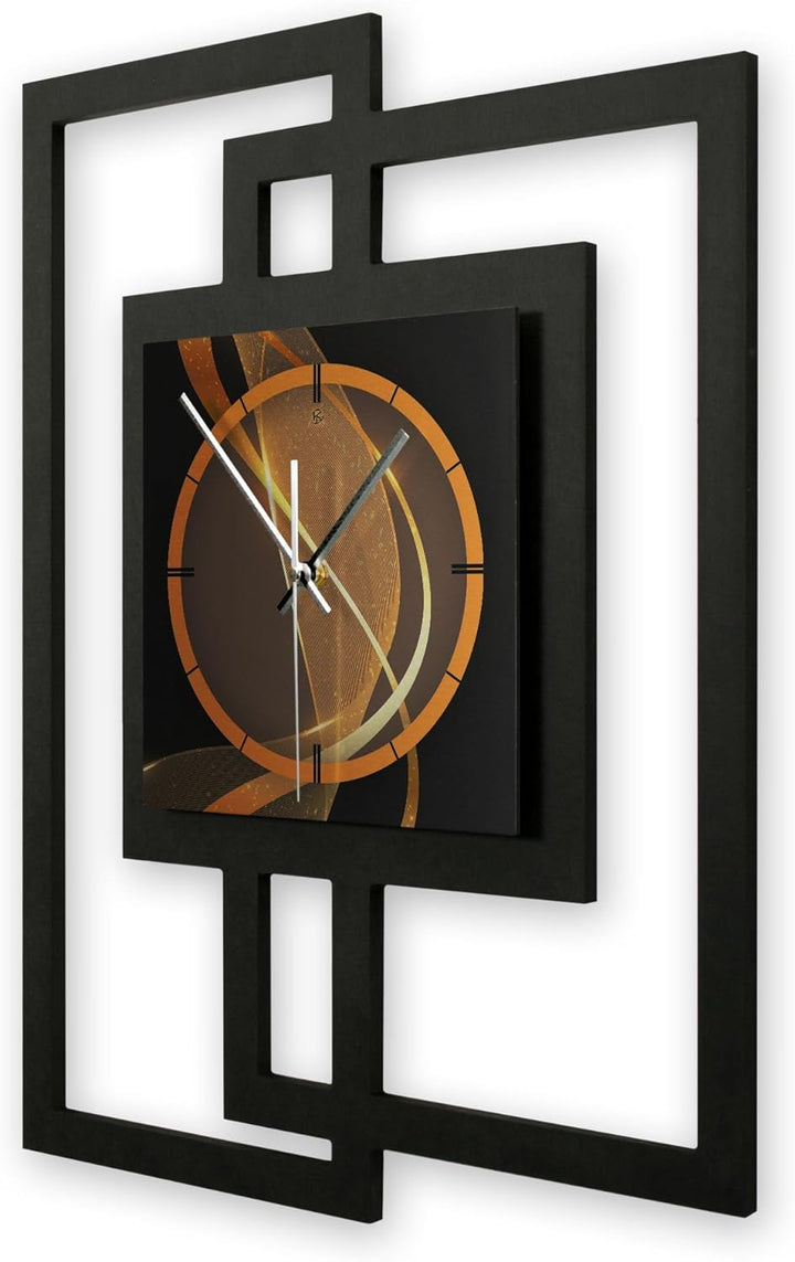 Kreative Feder Designer-Wanduhr „Dynamic“ in modernem Metallic-Look ohne Tickgeräusche (Funk/Quarz)