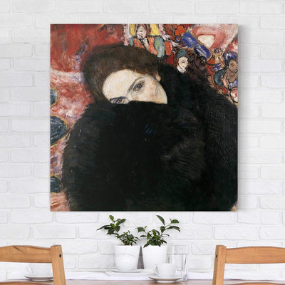 Bilderwelten Top Gustav Klimt Leinwandbilder Dame mit Muff 60 x 60cm 60cm x 60cm Gustav Klimt - Dame