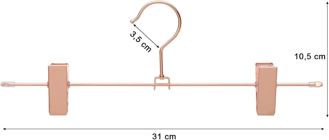 SONGMICS Hosenbügel aus Metall, 10 Stück, Kleiderbügel, 31 cm, mit 2 rutschfesten Clips, für Röcke,