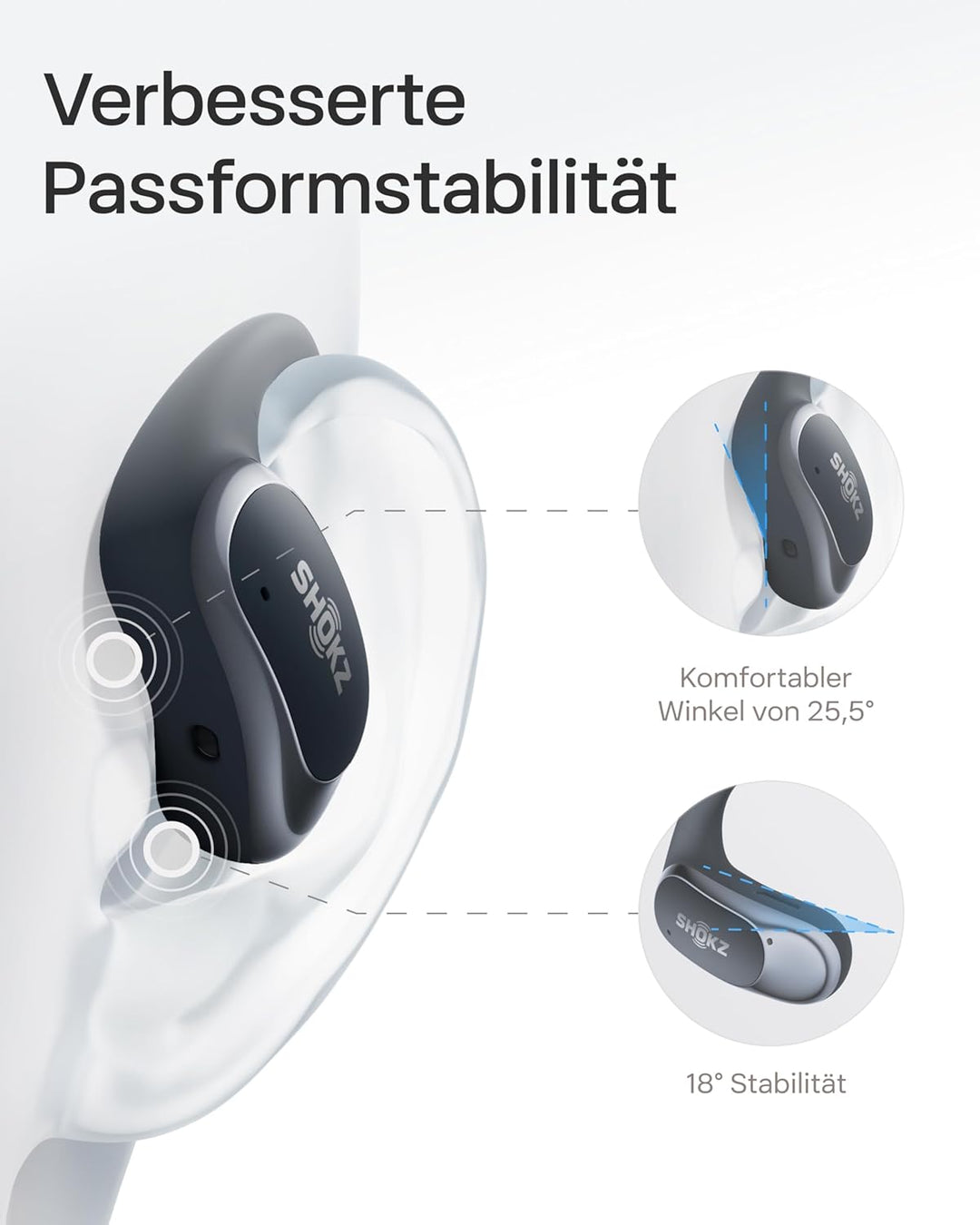 SHOKZ OpenFit Air Open-Ear-Kopfhörer, True Wireless Bluetooth-Ohrhörer mit Mikrofon, Ohrhörer mit Ai