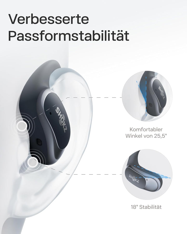 SHOKZ OpenFit Air Open-Ear-Kopfhörer, True Wireless Bluetooth-Ohrhörer mit Mikrofon, Ohrhörer mit Ai