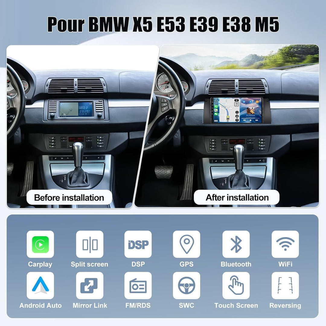 [4G+64G] CAMECHO Android 13 Autoradio f眉r BMW 5 E39 E53 M5 X5 (1996-2007) mit Carplay Android Auto N