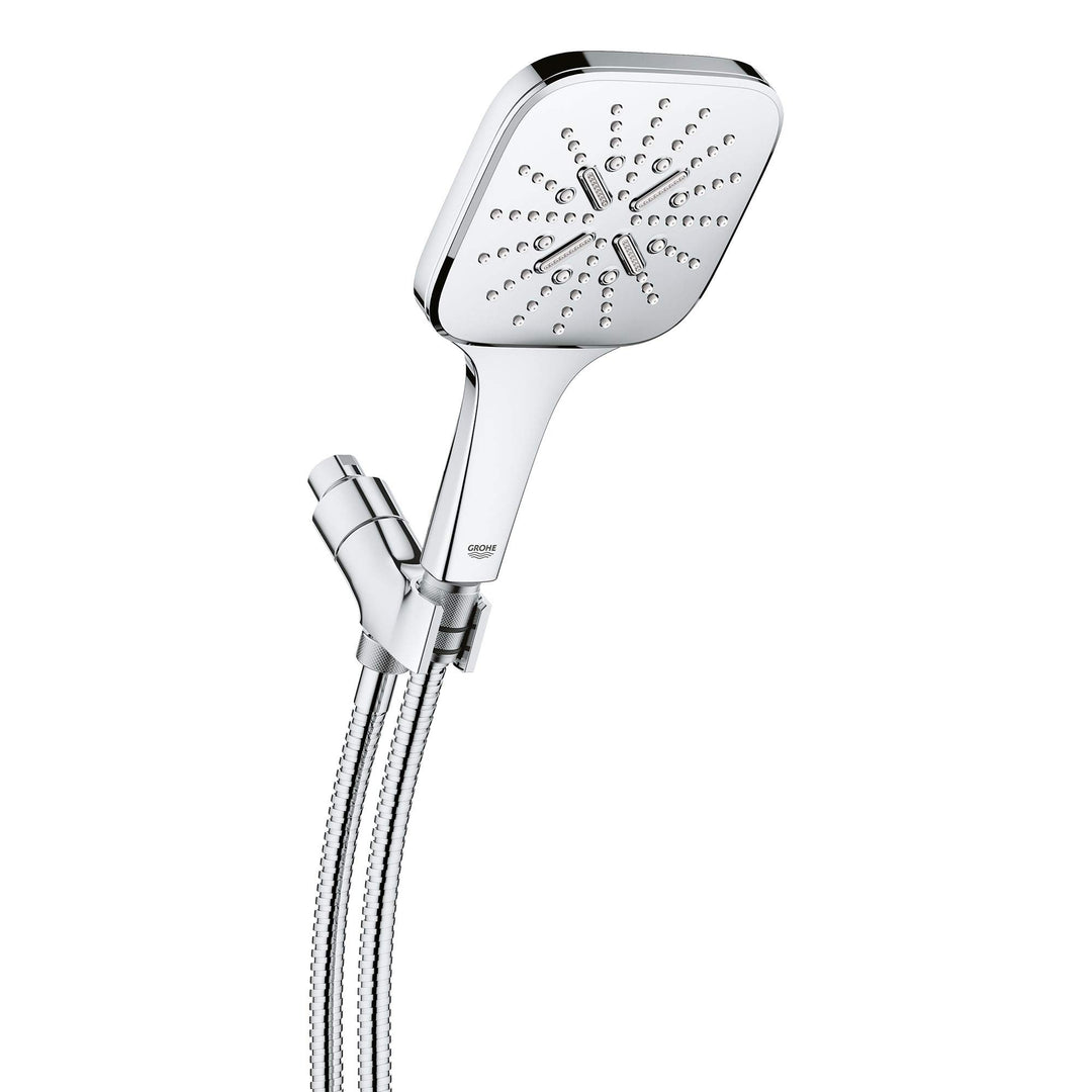 GROHE 26605000 Regendusche SmartActive Handbrause - 3 Sprühstösse, 1,75 gpm, Starlight Chrom Quadrat