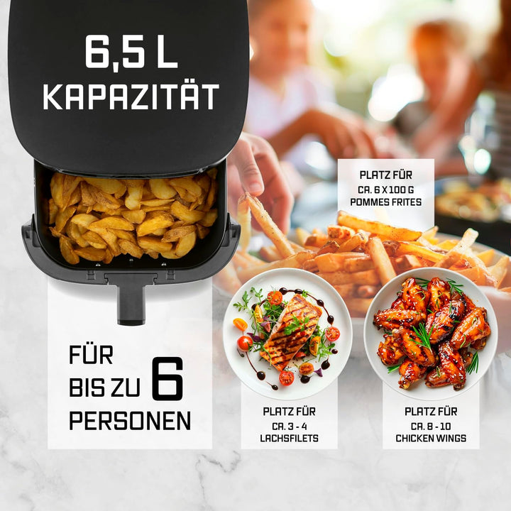 GOURMETmaxx Heissluftfritteuse 6,5 L Airfryer | Fritteuse mit Touchscreen, 9 Funktionen, 11 Programm