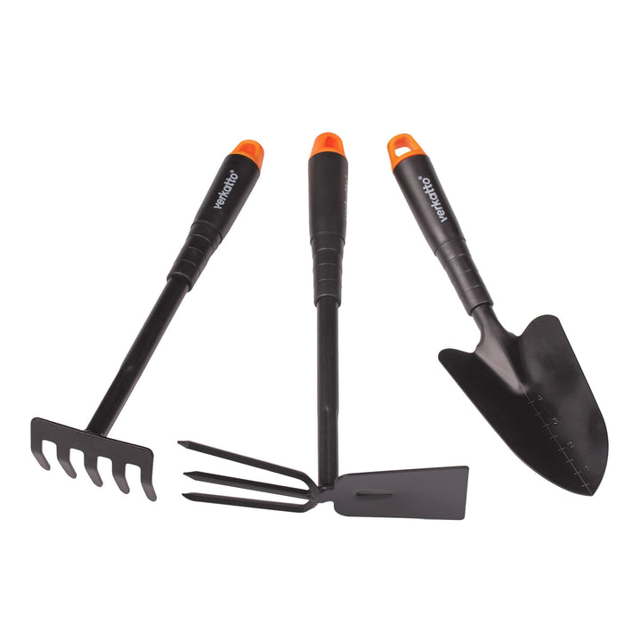 MIVOS 3-TLG Gartengeräte Set für Gartenpflege aus Stahl - Gartenwerkzeug Set mit Blumenkelle Handrec